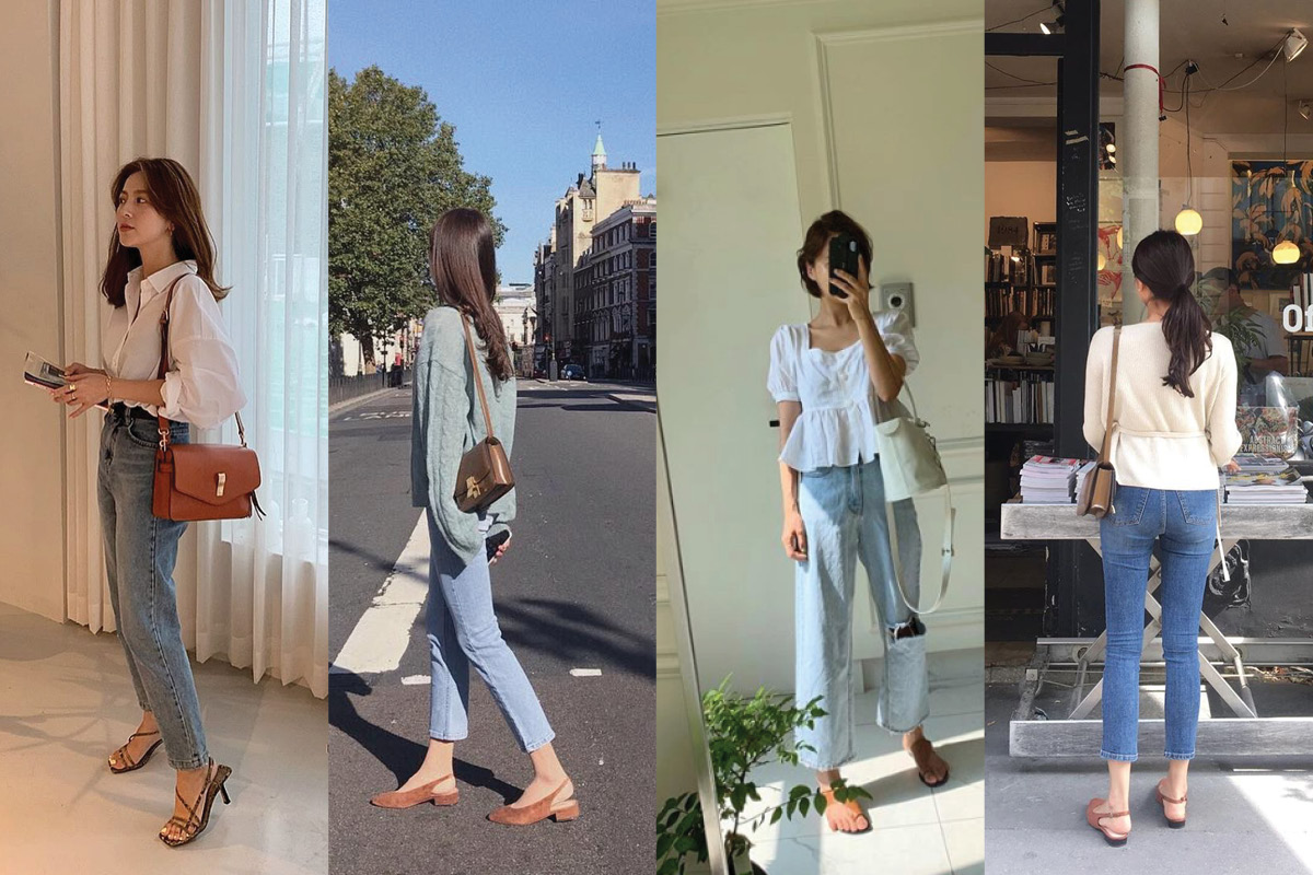 Giày sandal nữ phối với quần jeans